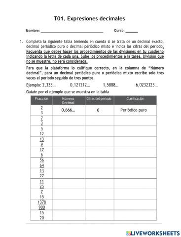 Expresiones decimales