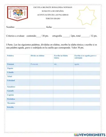 Acentuación de las palabras