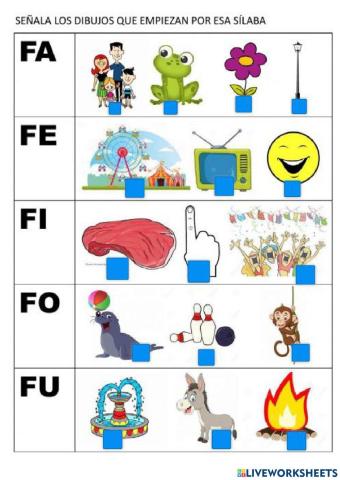 Silabas fa fe fi fo fu