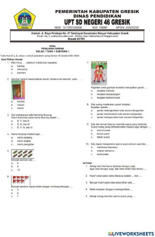 Penilaian Harian Tema 1