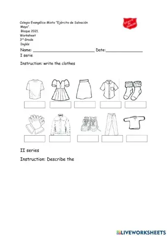 Worksheet Clothes vocabulary