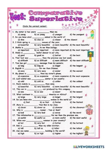 Comparative&Superlative Test
