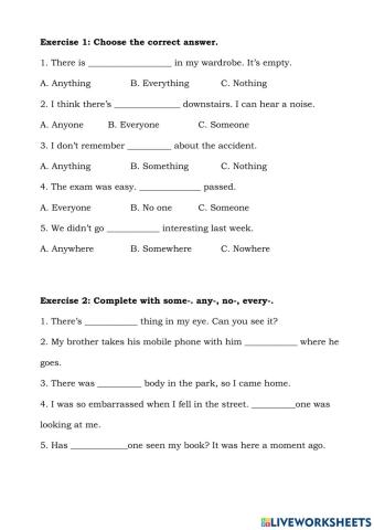 Indefinite pronouns and adverbs