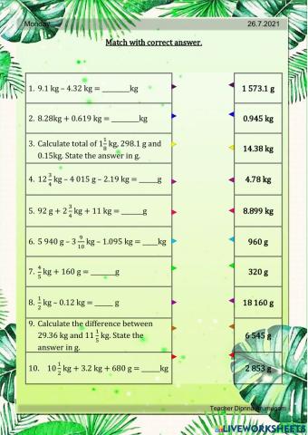 Year 5 Mass (Addition & Subtraction)