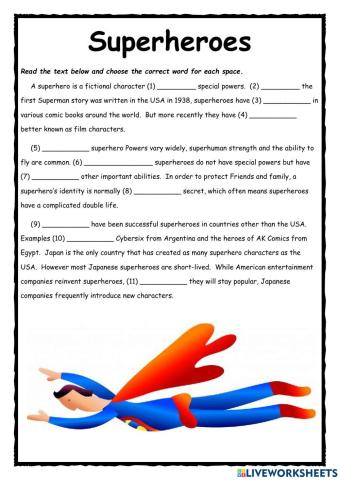 Superheroes PET Exercise