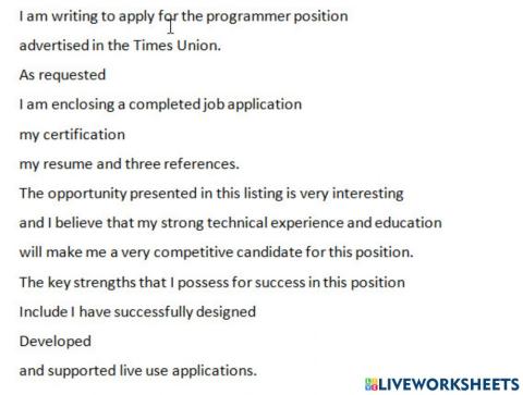 Speaking Application Letter Part 1