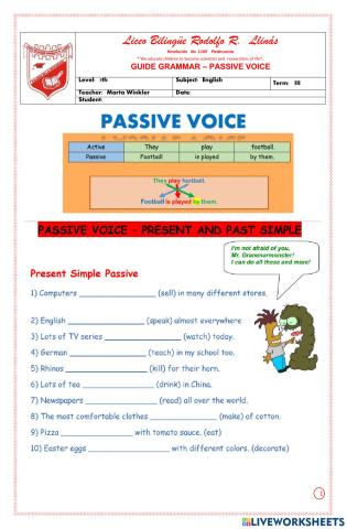 Worksheet passive voice