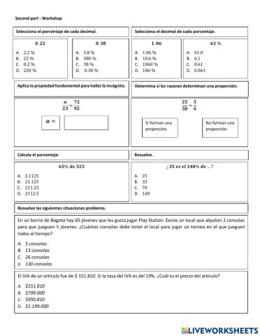 Regla de 3 y porcentaje