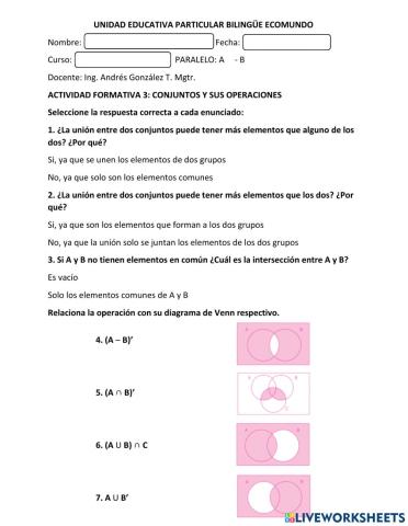 Operaciones entre conjuntos