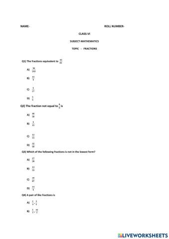 Multiple choice questions