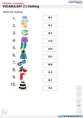 Chinese vocabulary: clothing