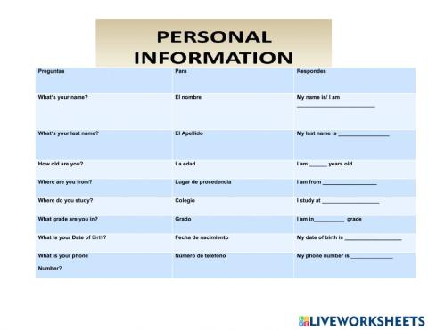 Personal Information