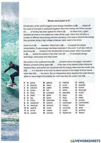 Advanced MC Cloze 11- WAVE HUB