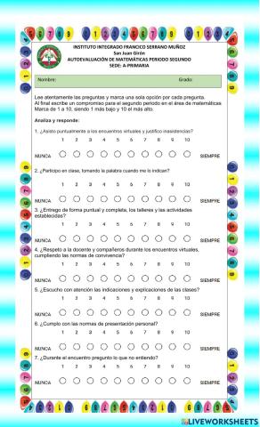 Taller de autoevaluaciòn de àrea
