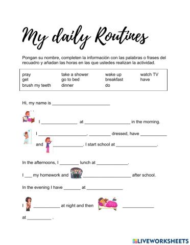 My Daily Routines - Mi rutina Diaria