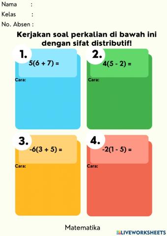 Operasi Perkalian dengan Sifat Distributif