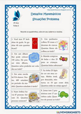 Situações problema 3 ano