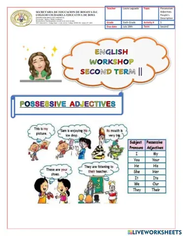 Peoples description and possessives adjectives