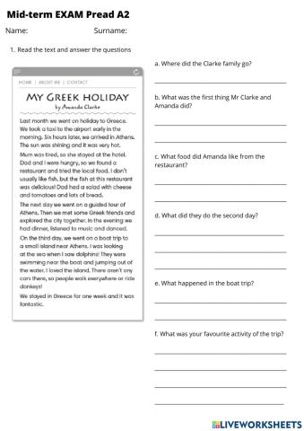 Mid-term EXAM PREAD A2