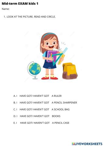 Mid-term EXAM KIDS 1