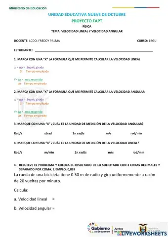 Velocidad LINEAL Y VELOCIDAD ANGULAR