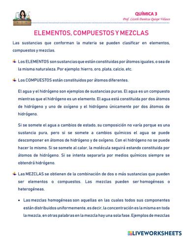 Elementos compuestos y mezclas