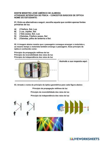 Atividade conceitos básicos de óptica