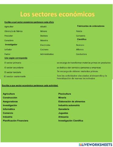 Los 4 sectores económicos