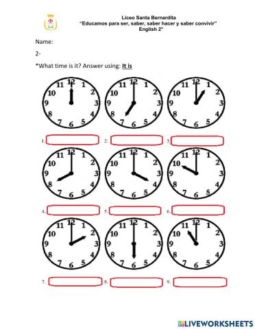 Clock time 2°