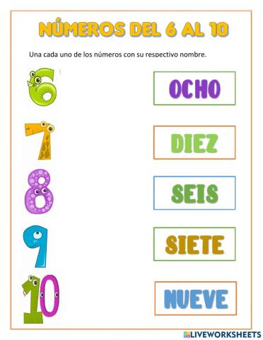 Numeros del 6 al 10