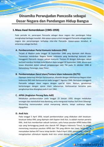 Dinamika Perwujudan Pancasila sebagai Dasar Negara dan Pandangan Hidup Bangsa