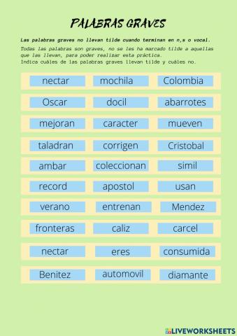 Palabras graves y el hiato