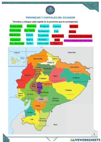 Provincias del Ecuador y sus capitales