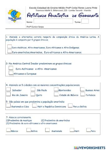 ADAP - Atividade Avaliativa População da América Latina