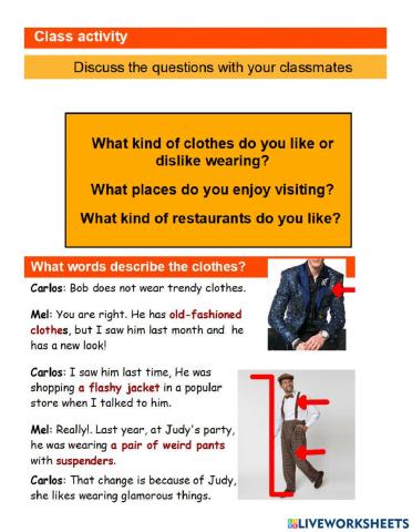 Adjectives for clothing