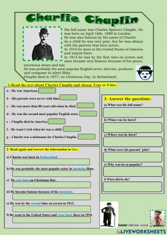 Reading: Charles Chaplin