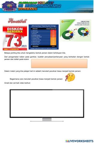 Lkpd materi mengubah pecahan biasa menjadi bentuk persen