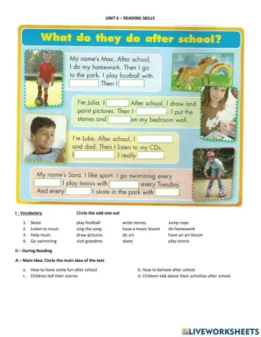 Family and friends 2 - Unit 6 reading comprehension