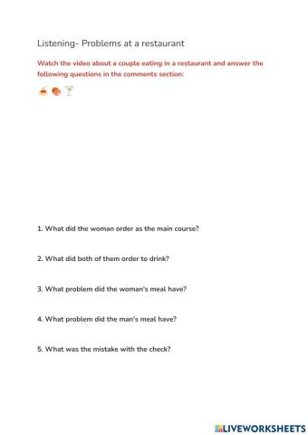 Problems at a restaurant