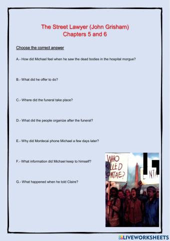 The Street Lawyer chap 5 & 6 Questions