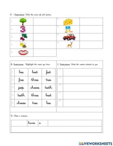 Lesson 11: words with double e exercises