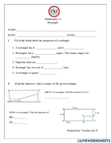 Properties of Rectangle