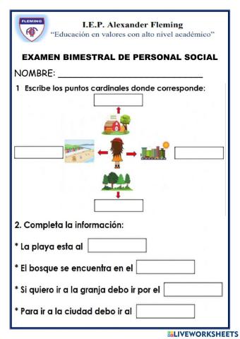 Examen Bimestral de personal social
