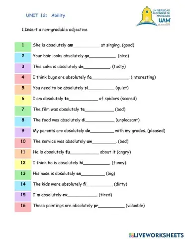 Non gradable adjectives