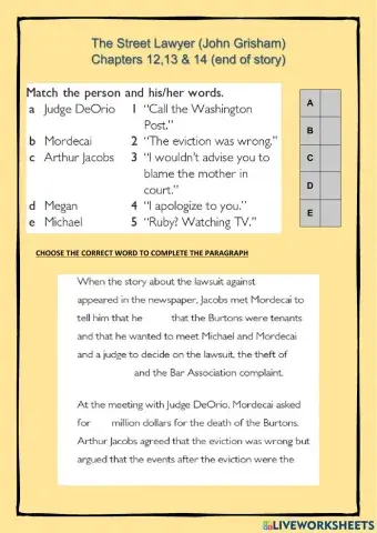 The Street Lawyer chap 12-14 Main Events end of story