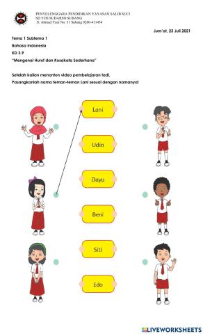 Mengenal Kosakata Sederhana