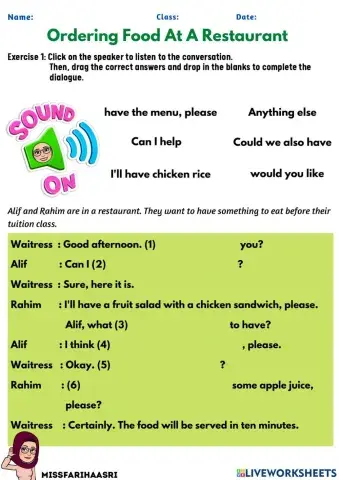 Ordering Food at a Restaurant