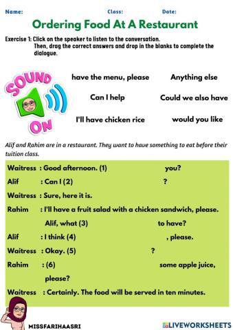 Ordering Food at a Restaurant