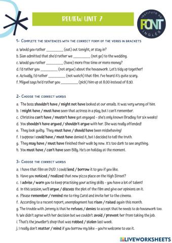 English File Upper Int (4th Ed) - Review Unit 7