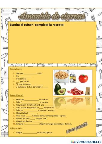 Recepta de cuina: amanida de cigrons